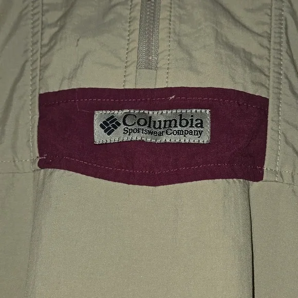 Vintage Columbia Beige and Purple Pullover Windbreaker Jacket Xl